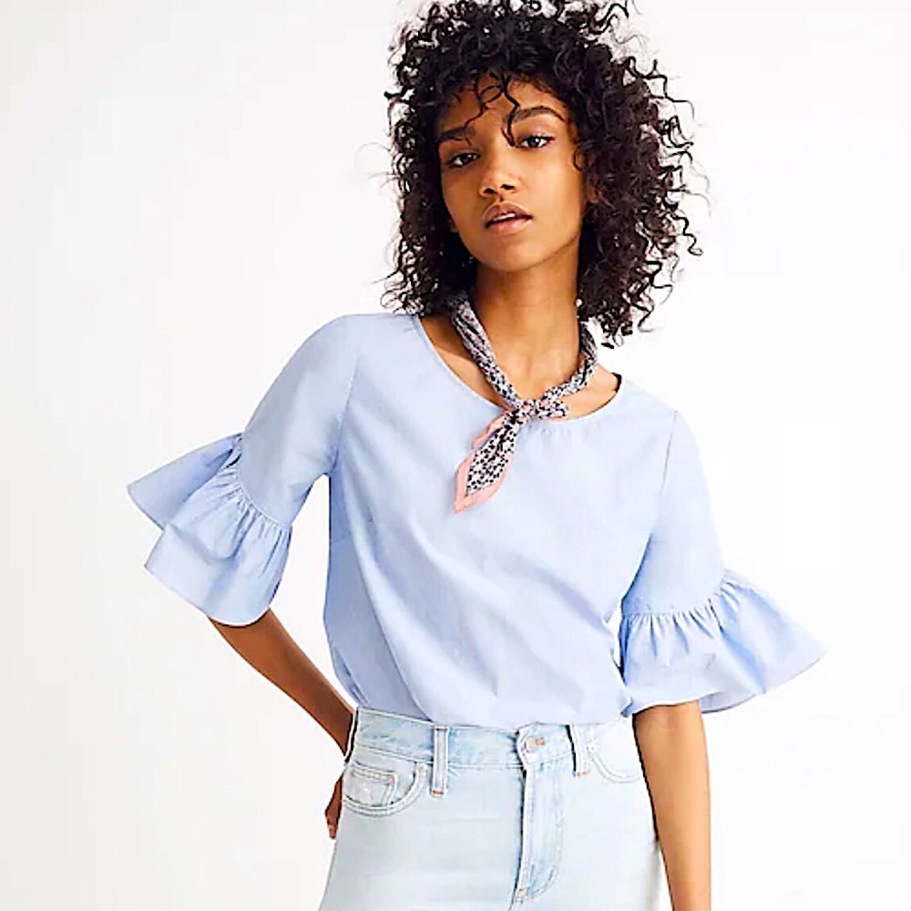 Madewell Light Blue Ruffle Sleeve Top